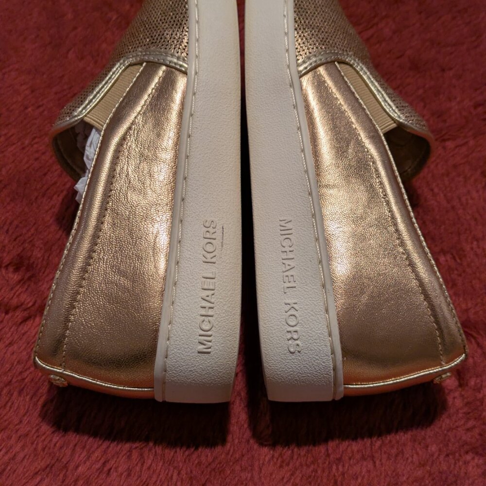Michael Kors metallic leather blended gold slip on loafer/sneaker size 6M - Picture 3 of 7